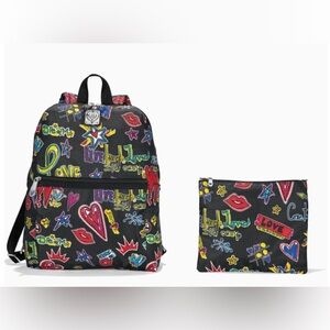 Brighton Love Scribble Happy Trails Backpack w/pouch & Sleeve luggage Handle NWT